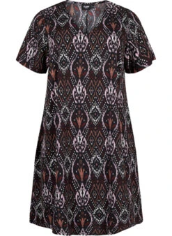FLASH - V-neck Dress With Print -Chic Soldes FL0010D 8000 Front