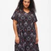 FLASH - V-neck Dress With Print -Chic Soldes FL0010D 8000 ModelFront