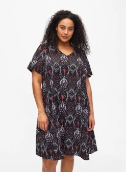FLASH - V-neck Dress With Print