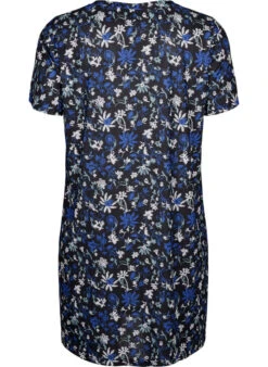 FLASH - Floral Print Dress With Short Sleeves -Chic Soldes FL0011C 9990 Back