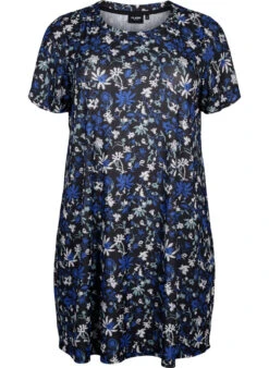 FLASH - Floral Print Dress With Short Sleeves -Chic Soldes FL0011C 9990 Front