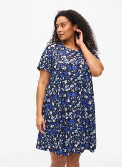 FLASH - Floral Print Dress With Short Sleeves