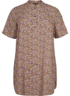 FLASH - Floral Tunic With Short Sleeves -Chic Soldes FL0016C 9994 Front