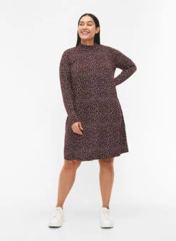 FLASH - Long Sleeve Dress With Turtleneck -Chic Soldes FL0019A 1681 ModelFullBody