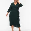 FLASH - Wrap Dress With 3/4 Sleeves
