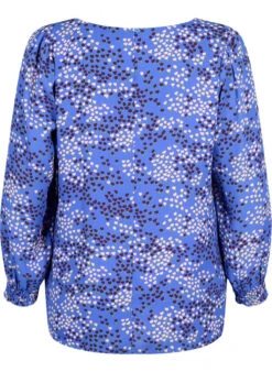 FLASH - Long Sleeved Blouse With Smock And Print -Chic Soldes FL0023A 9991 Back