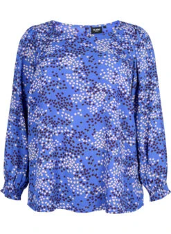 FLASH - Long Sleeved Blouse With Smock And Print -Chic Soldes FL0023A 9991 Front