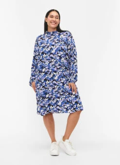 FLASH - Long Sleeve Dress With Floral Print -Chic Soldes FL0023B 9990 ModelFullBody