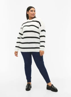FLASH - Striped Knit Sweater -Chic Soldes FL0027A 0101 ModelFullBody