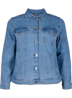 FLASH - Denim Jacket In A Stretchy Cotton Blend -Chic Soldes FL0030A 1050 Front