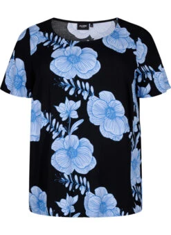 FLASH - Short Sleeve Viscose Blouse With Print -Chic Soldes FL0036D 9991 Front