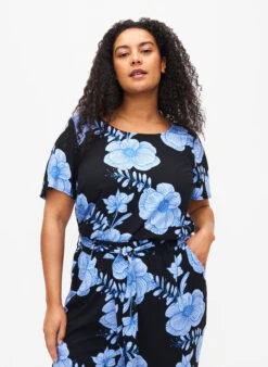 FLASH - Short Sleeve Viscose Blouse With Print