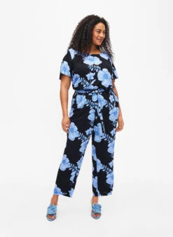 FLASH - Short Sleeve Viscose Blouse With Print -Chic Soldes FL0036D 9991 ModelFullBody