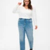 Zizzi 7/8 Jeans With Raw Hems And High Waist -Chic Soldes J10424A 1025 ImageFront