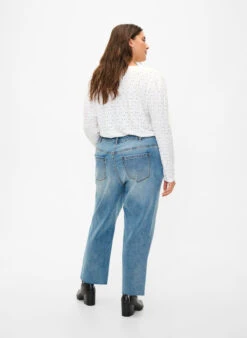 Zizzi 7/8 Jeans With Raw Hems And High Waist -Chic Soldes J10424A 1025 ModelBack