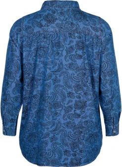 Zizzi Cotton Shirt In Paisley Pattern -Chic Soldes J10641B 9992 Back