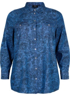 Zizzi Cotton Shirt In Paisley Pattern -Chic Soldes J10641B 9992 Front