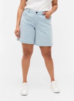 Zizzi Denim Shorts In A Striped Pattern -Chic Soldes J10886B 9990 ModelDetail2