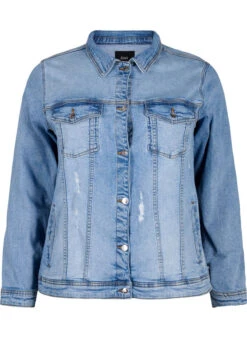 Zizzi Short Cotton Denim Jacket -Chic Soldes J10904A 1025 Front