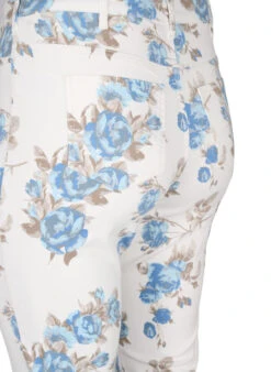 Zizzi Amy High Waist Capri Jeans With Floral Print -Chic Soldes J10956D 9992 Details2
