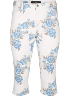 Zizzi Amy High Waist Capri Jeans With Floral Print -Chic Soldes J10956D 9992 Front