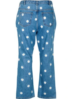 Zizzi High Waist Gemma Jeans With Daisies -Chic Soldes J10957C 1030 Back