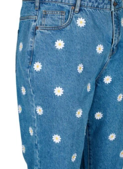 Zizzi High Waist Gemma Jeans With Daisies -Chic Soldes J10957C 1030 Details1