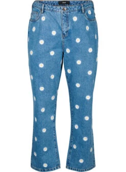 Zizzi High Waist Gemma Jeans With Daisies -Chic Soldes J10957C 1030 Front