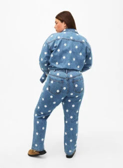 Zizzi High Waist Gemma Jeans With Daisies -Chic Soldes J10957C 1030 ModelBack