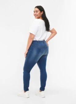 Zizzi Super Slim Sanna Jeans With Destroy -Chic Soldes J20001A 1055 ModelBack