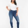 Zizzi Super Slim Sanna Jeans With Destroy -Chic Soldes J20001A 1055 ModelFront