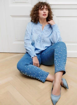 Zizzi Slim Fit Emily Jeans With Pearls