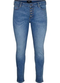 Zizzi Sanna Jeans With Super Slim Fit And Button Closure -Chic Soldes J20029D 1055 Front