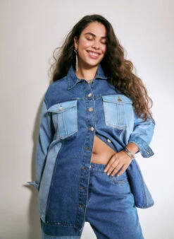 Zizzi Colorblock Denim Jacket