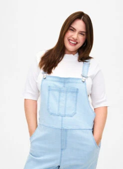 Zizzi Striped Denim Overalls -Chic Soldes J20034B 1025 ModelDetail1