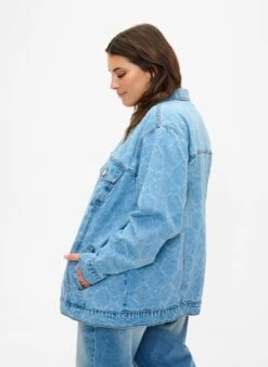 Zizzi Denim Jacket With Destroy Pattern -Chic Soldes J20044B 1050 ModelBack