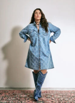 Zizzi Denim Dress With Destroy Pattern -Chic Soldes J20044C 1050 ImageBack