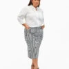 Zizzi Striped Pencil Skirt With Pockets -Chic Soldes J20062B 0199 ModelFront