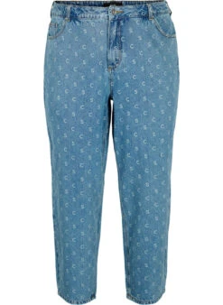Zizzi Cropped Jeans With Print And High Waist -Chic Soldes J20063A 1050 Front