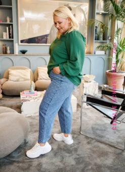 Zizzi Cropped Jeans With Print And High Waist