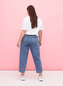 Zizzi Cropped Jeans With Print And High Waist -Chic Soldes J20063A 1050 ModelBack
