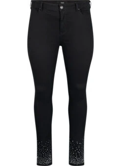 Zizzi High-waisted Amy Jeans With Rhinestones -Chic Soldes J20064A 0199 Front