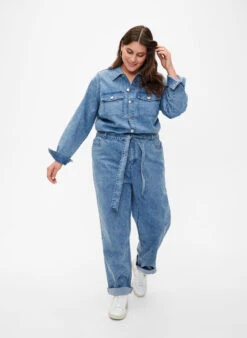Zizzi Long-sleeved Denim Jumpsuit