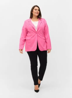 Zizzi Simple Blazer With Button -Chic Soldes J21008C 0950 ModelFullBody