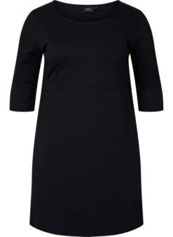 Zizzi Monochrome Dress With 3/4 Sleeves And Slit -Chic Soldes J21008I 0199 Front