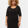 Zizzi Monochrome Dress With 3/4 Sleeves And Slit -Chic Soldes J21008I 0199 ModelFront