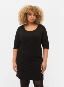 Zizzi Monochrome Dress With 3/4 Sleeves And Slit