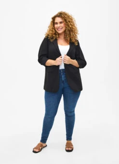 Zizzi Blazer With 3/4 Sleeves -Chic Soldes J21008Q 0199 ModelFullBody