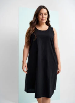 Zizzi Sleeveless Cotton Dress With A-line Cut -Chic Soldes J80000E 0199 ImageBack