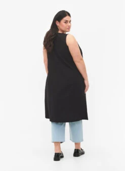 Zizzi Sleeveless Cotton Dress With A-line Cut -Chic Soldes J80000E 0199 ModelBack